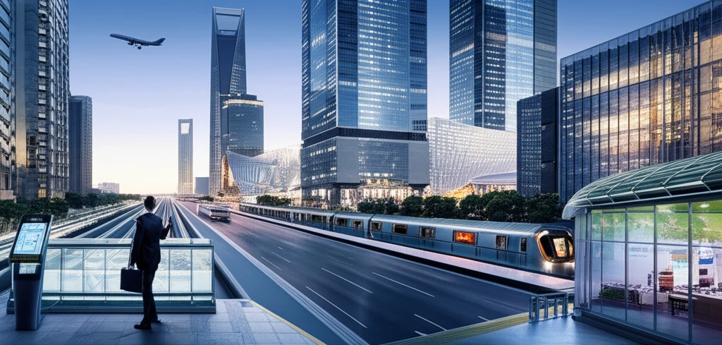 푸톈 CBD 지하철 노선도 및 주요 지점 표시