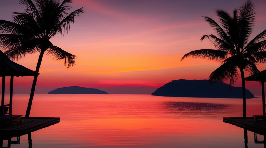 파통비치 리조트 객실에서 바라본 탄도링 섬 일몰