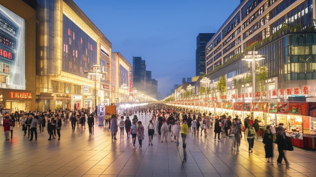 왕푸징 거리의 전경