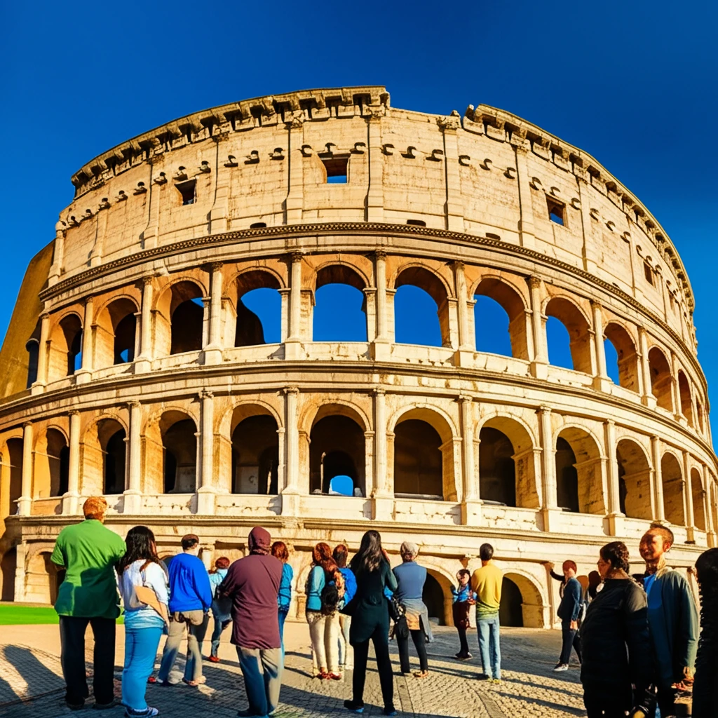 야간 조명이 켜진 콜로세움